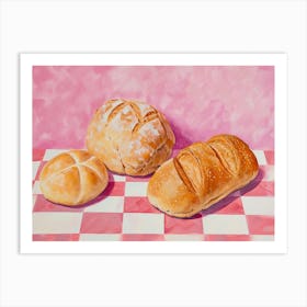 Bread Pink Checkerboard 1 Art Print