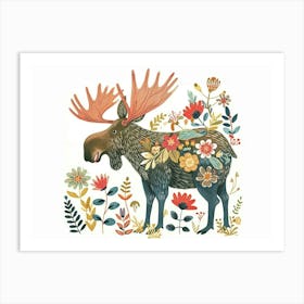 Little Floral Moose 2 Art Print