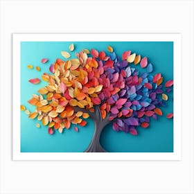 Colorful Tree With Multicolor Leaves 10 Art Print