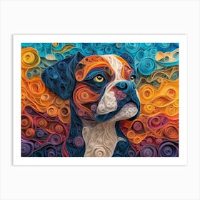 Boxer Paper Quill Dog Portrait Art Print