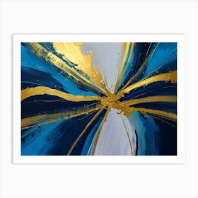 Abstract Blue And Gold Painting Art Print