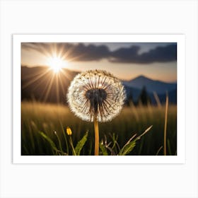 Dandelion sitting on a field, morning or dusk 1 Art Print