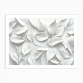 3d Art White Leaves Background Art Print