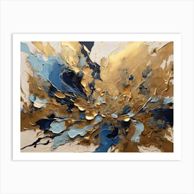 Abstract Gold And Blue Painting Art Print