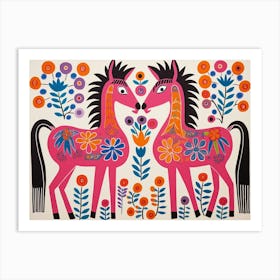 Horse 2 Folk Style Animal Illustration Art Print