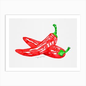 Red Chili Peppers watercolor artwork Art Print