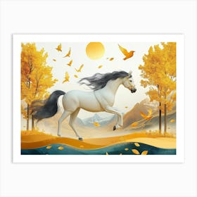 Horse In Autumn 1 Art Print