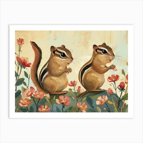 Floral Animal Illustration Chipmunk 3 Art Print