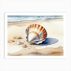 Seashell on the beach, watercolor painting 13 Art Print