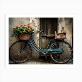 Bicycle With Basket Flowers 1 Art Print