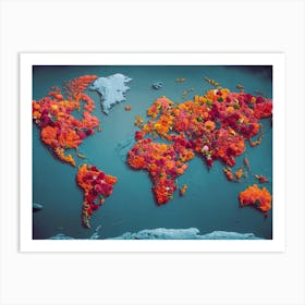 Autumn World Map Art Print