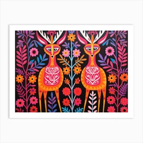 Gazelle 1 Folk Style Animal Illustration Art Print