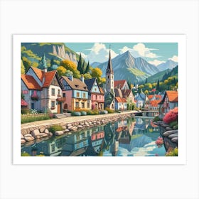 Village By The River Art Print