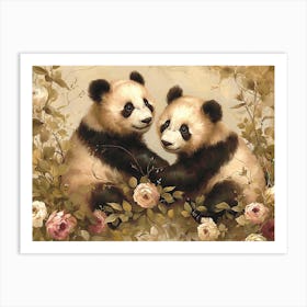 Floral Animal Illustration Panda 4 Art Print