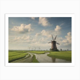 Windmill In The Field Art Print