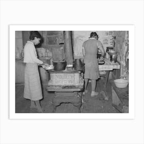 Wife And Daughter Of Pomp Hall, Tenant Farmer, Preparing Supper, Creek County, Oklahoma, See General Caption Numb Art Print