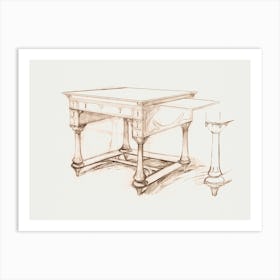 Project Of An Office Table, Alphonse Mucha Art Print
