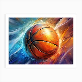 Basketball In A Colorful Abstract Explosion Art Print