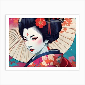 The Geisha Under The Parasol Art Print