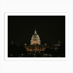 Capitol Building At Night Art Print