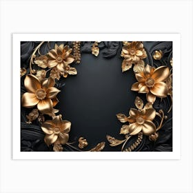 Gold Floral Frame 8 Art Print