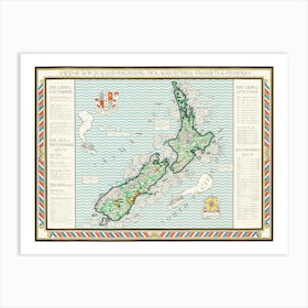 Poster A Map Of New Zealand (1913) Art Print