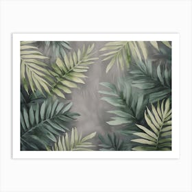 Seamless Watercolor Illustration Of Tropical Leaves, Dense Jungle 1 Art Print