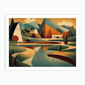 Cubist Lake Art Print