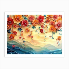 Elegant Colorful with Vibrant Flower Hanging Branches 7 Art Print