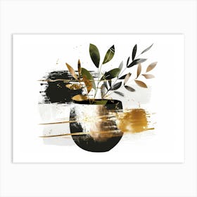 Gold Leaf In A Vase 1 Art Print