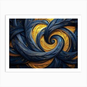 Abstract Blue And Gold Painting Art Print