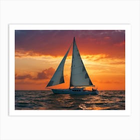 Sunset Sailboat Art Print