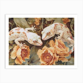 Floral Animal Illustration Gecko 1 Art Print