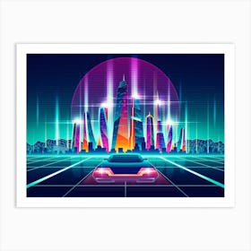 80'S Cityscape - Synthwave Neon City Art Print