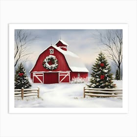 Christmas Barn 1 Art Print