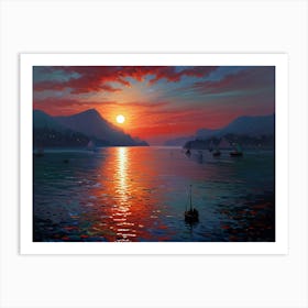 Sunset Over The Lake 2 Art Print