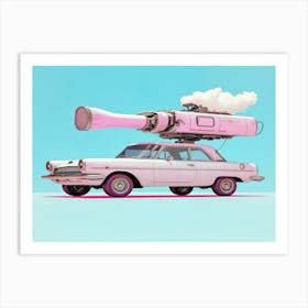 Vintage Car With A Cartoon Laser Gun Art Print