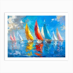 Sailboats In The Sea Art Print