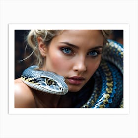 Beautiful Woman With A Snake 1 Art Print