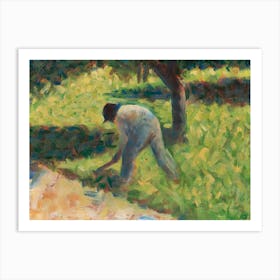 Peasant With A Hoe, Georges Seurat Art Print