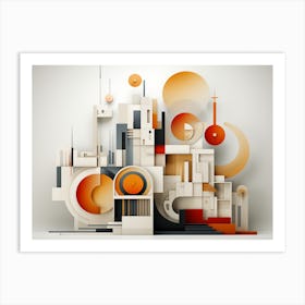 Abstract Art Of Building Geometric Shape Art Print