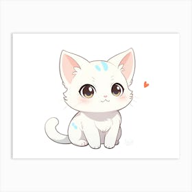 Cute White Cat Art Print