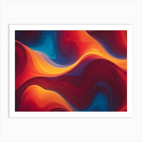 Abstract Background Of Flowing, Liquid Like Waves In Shades Of Red, Orange, And Blue, Creating A Dynamic And Mesmerizing Pattern Art Print