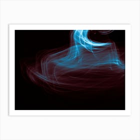 Glowing Abstract Curved Blue And Red Lines Art Print