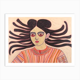 Woman With Long Hair 08 Art Print