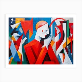 Abstract Painting Capturing The Essence Of Confusion And Joy Where A Human Figure Colored Vibrant (4) Art Print