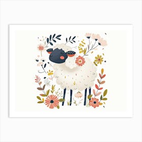Little Floral Sheep 1 Art Print
