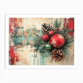 Intage Christmas Mixed Media 12 Art Print