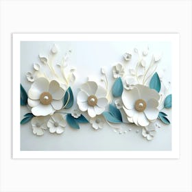 3d Illustration Flowers on White Background Art Print