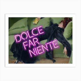 Decadent young woman, Vintage altered art, dolce far niente Art Print